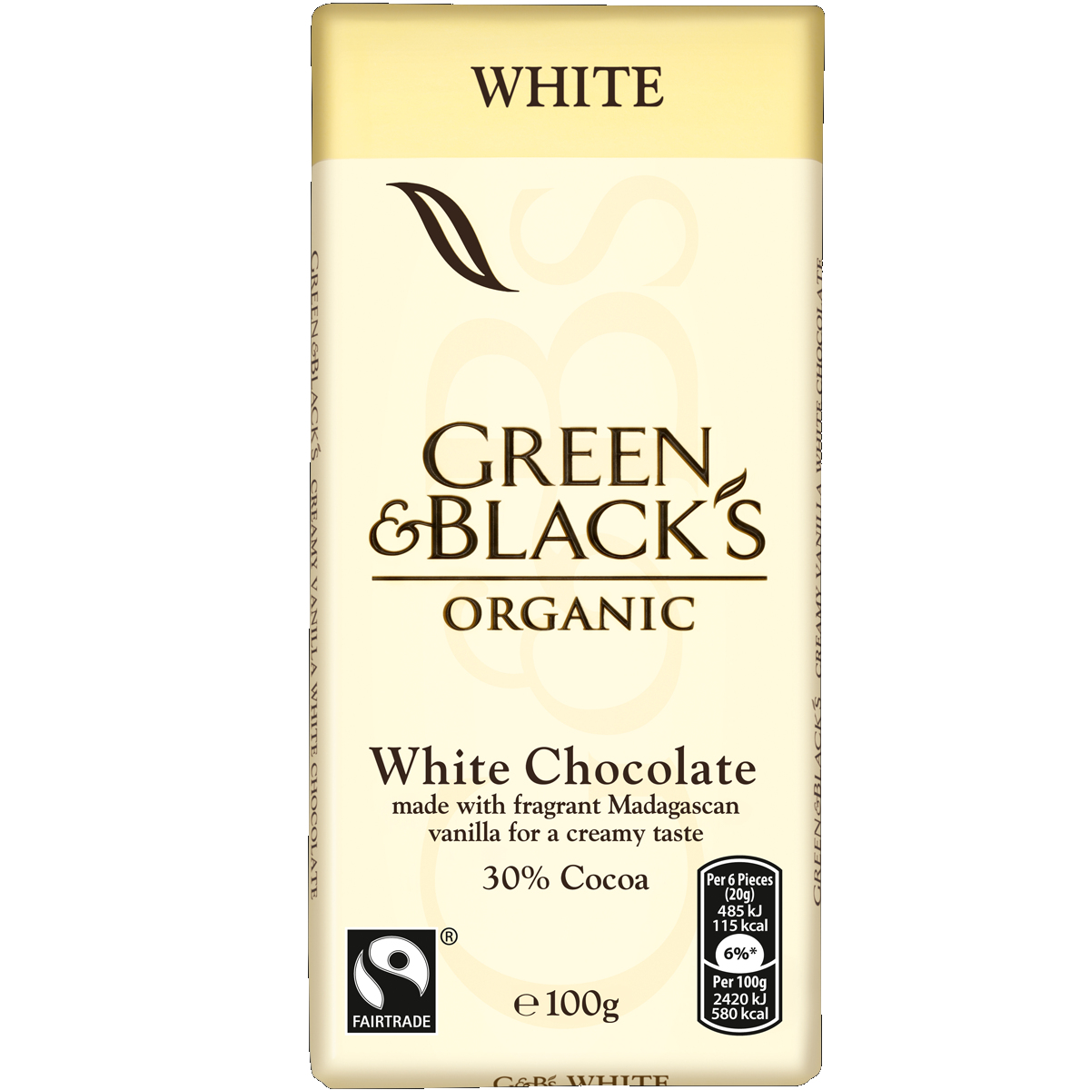 Calories in Green & Black's Organic White Chocolate