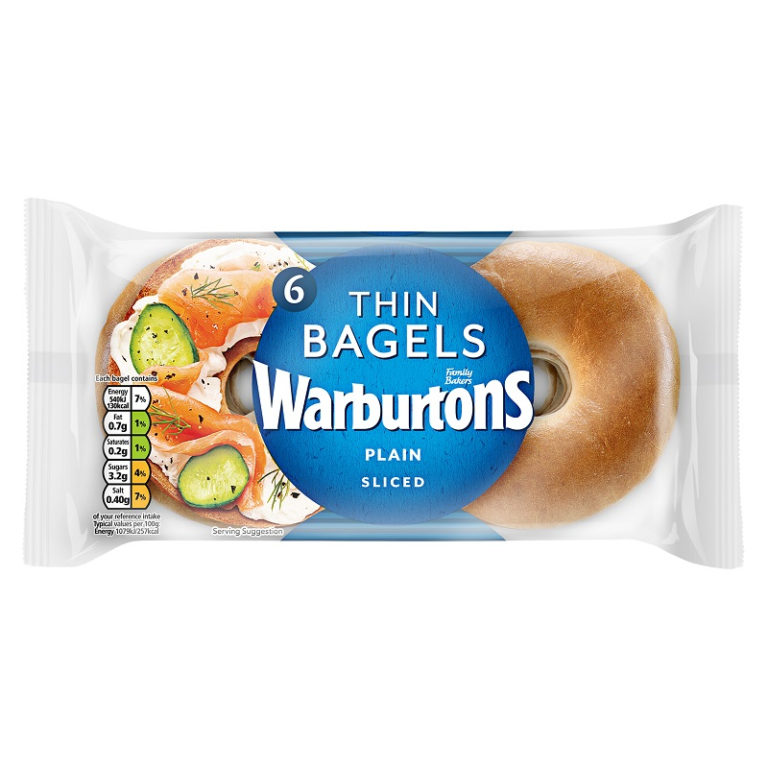 稜 Calories in Warburtons Thin Bagels Plain Sliced