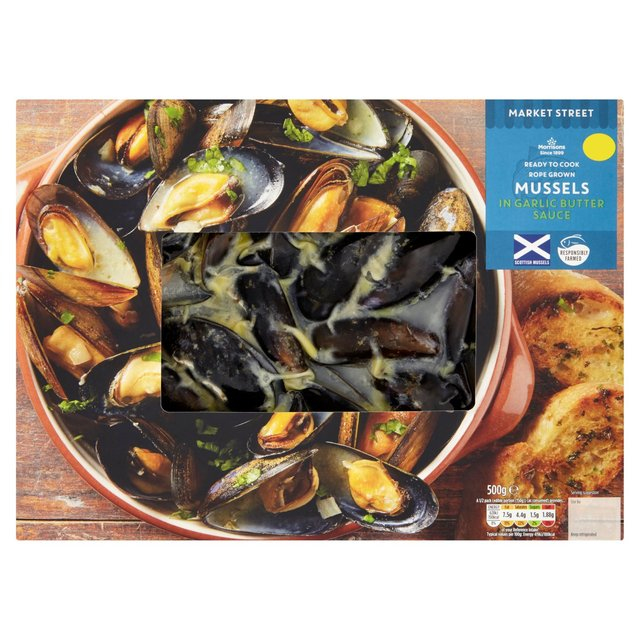 戀 Calories in Morrisons Ready to Cook Rope Grown Mussels in Garlic