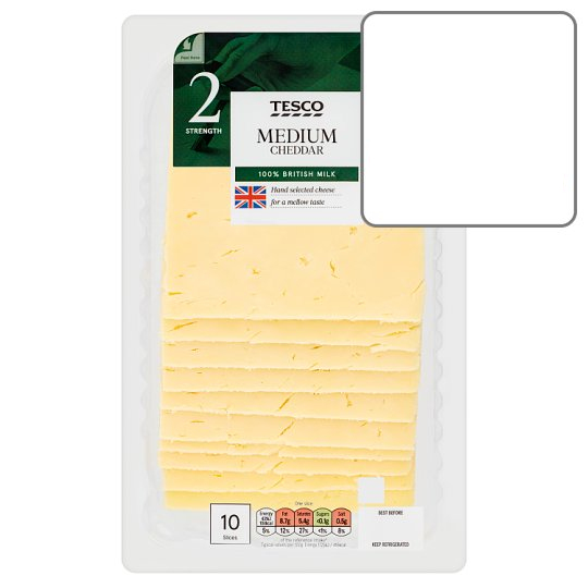 燎 Calories in Tesco Medium Cheddar 100 British Milk