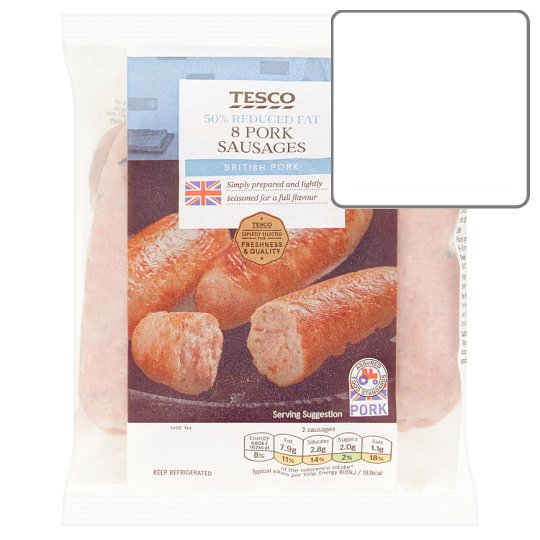 數 Calories in Tesco 50 Reduced Fat Pork Sausages British Pork