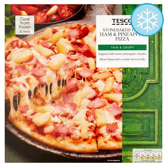 菱 Calories in Tesco Stonebaked Thin Ham & Pineapple Pizza Thin & Crispy