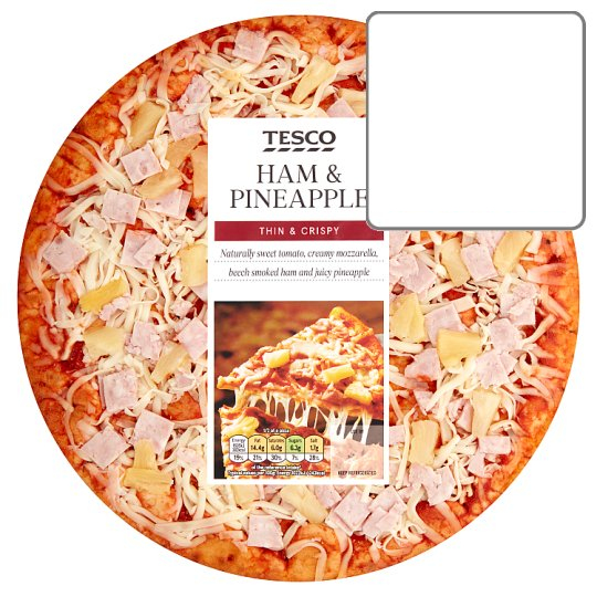 菱 Calories in Tesco Ham & Pineapple Thin & Crispy