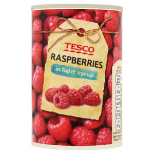 省 Calories in Tesco Raspberries in Light Syrup