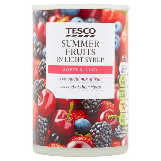 省 Calories in Tesco Summer Fruits in Light Syrup Sweet & Juicy